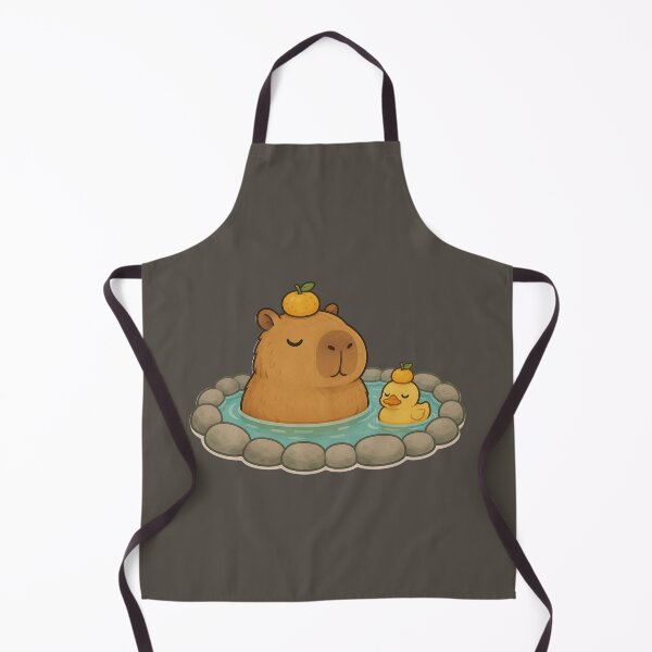 Item preview, Cute Capybara Onsen with Yuzu - Kawaii Hot Spring Duck designed and sold by Knacky Print.
