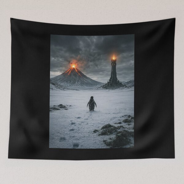 Item preview, Lonely Penguin walking into Mordor - penguin LotR designed and sold by IsoldeCeleste.