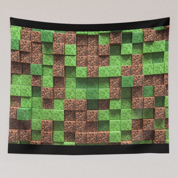 Item preview, Green brown blocky wall  world minecrafter pattern art 2026 designed and sold by Infdesigner.