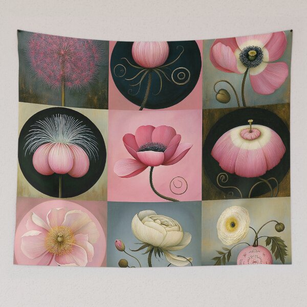Item preview, Poppy Botanica - Pink Floral Grid Art Collage designed and sold by Creative Nook.