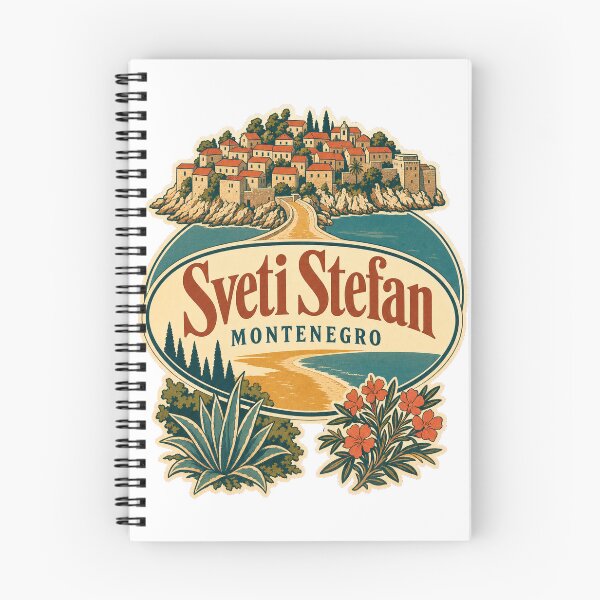 Item preview, Retro Sveti Stefan Montenegro - Vintage Travel Label Art designed and sold by VisualArtsOasis.