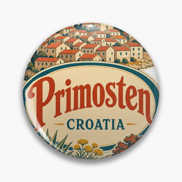 Item preview, Primosten Souvenir Emblem - Vintage Croatia Travel Illustration designed and sold by VisualArtsOasis.