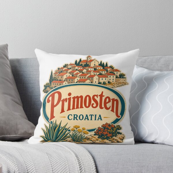 Item preview, Primosten Souvenir Emblem - Vintage Croatia Travel Illustration designed and sold by VisualArtsOasis.