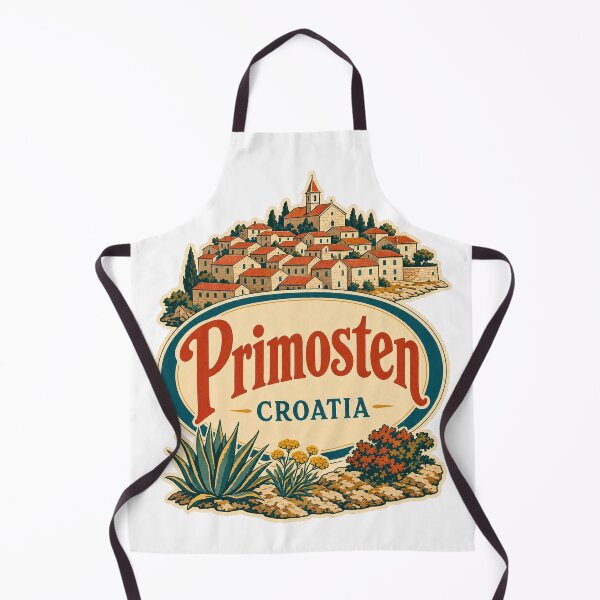 Item preview, Primosten Souvenir Emblem - Vintage Croatia Travel Illustration designed and sold by VisualArtsOasis.