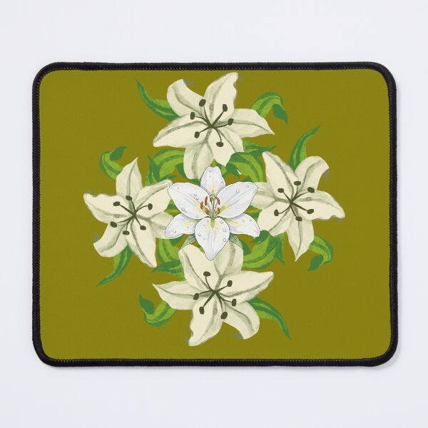 Item preview, Vintage Olive Green White Lily Botanical Floral Pattern designed and sold by Jyoti-Quotes.