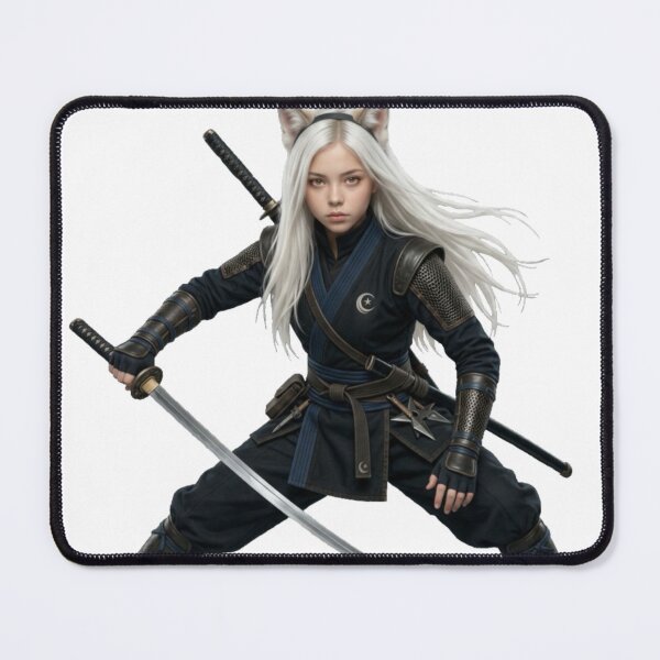 Item preview, White Hair Cat Girl Ninja Warrior designed and sold by Komatoya.