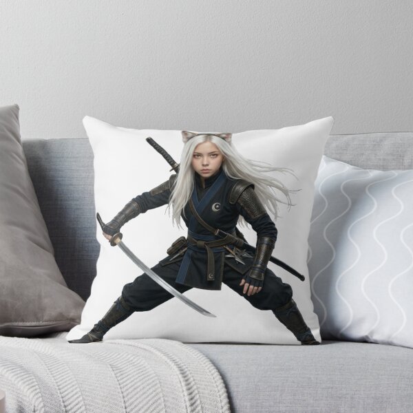 Item preview, White Hair Cat Girl Ninja Warrior designed and sold by Komatoya.