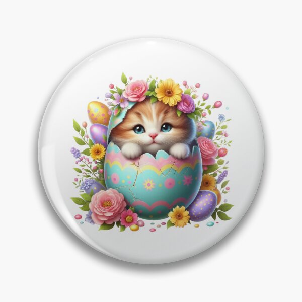 Item preview, Kitten in Floral Easter Egg designed and sold by Munsonlookfor.