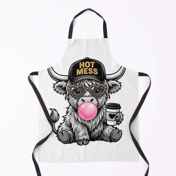Item preview, Cute Hot Mess Highland Cow Bubblegum Coffee Leopard Sunglasses Retro Funny Animal Design designed and sold by raedattia.
