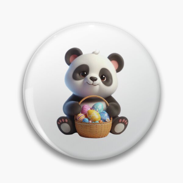 Aperçu de l'œuvre Panda avec panier d'œufs de Pâques créée et vendue par Munsonlookfor.