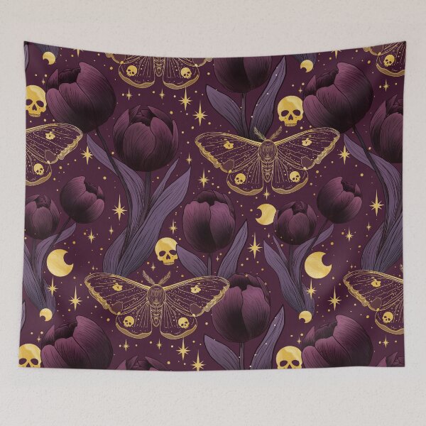 Item preview, Whimsigoth Gothic Tulip Moth Pattern designed and sold by Little Wimbly.