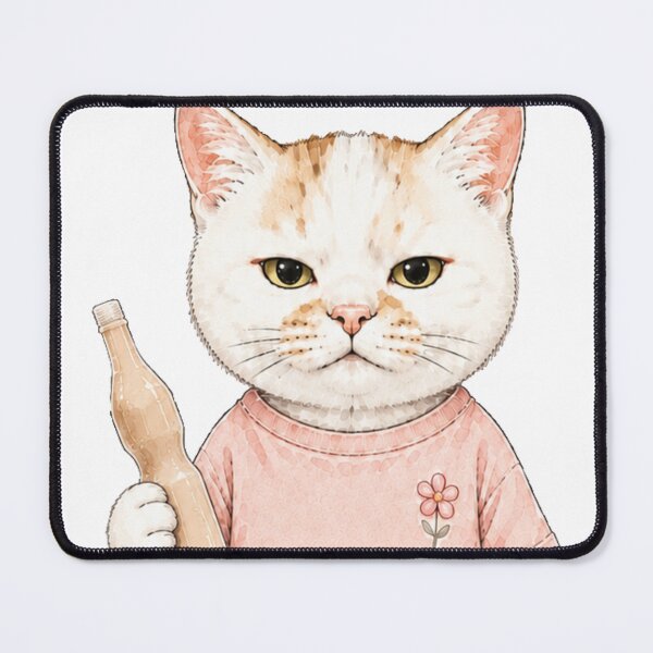 Item preview, Cute Cat in Pink and Red Outfit Holding Papico Ice Cream designed and sold by Komatoya.