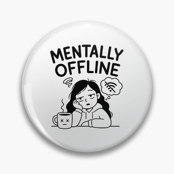 Item preview, Mentally Offline Funny Tired Girl Sticker | Relatable Humor Gift for Introverts designed and sold by GinColorist.