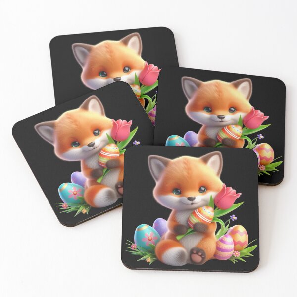 Item preview, Adorable Fox with Easter Eggs designed and sold by Munsonlookfor.