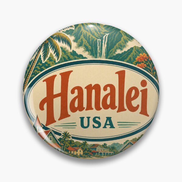 Item preview, Retro Hanalei USA - Vintage Travel Label Art designed and sold by VisualArtsOasis.