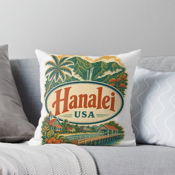 Item preview, Retro Hanalei USA - Vintage Travel Label Art designed and sold by VisualArtsOasis.