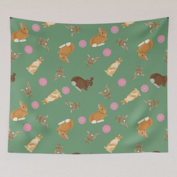Item preview, Netherland Dwarf Seamless Pattern Sage Green designed and sold by tayaan.
