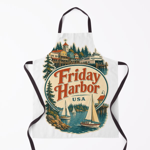 Item preview, Friday Harbor Souvenir Emblem - Vintage USA Travel Illustration designed and sold by VisualArtsOasis.