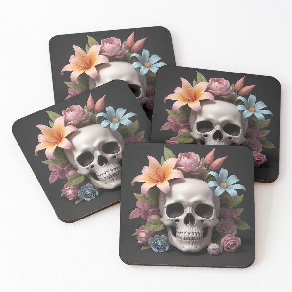 Item preview, Floral Memento Mori Skull designed and sold by TrezeTreze.