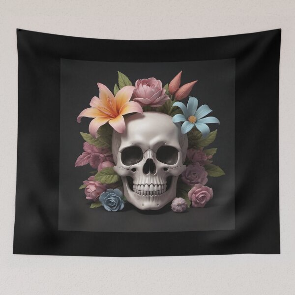 Item preview, Floral Memento Mori Skull designed and sold by TrezeTreze.
