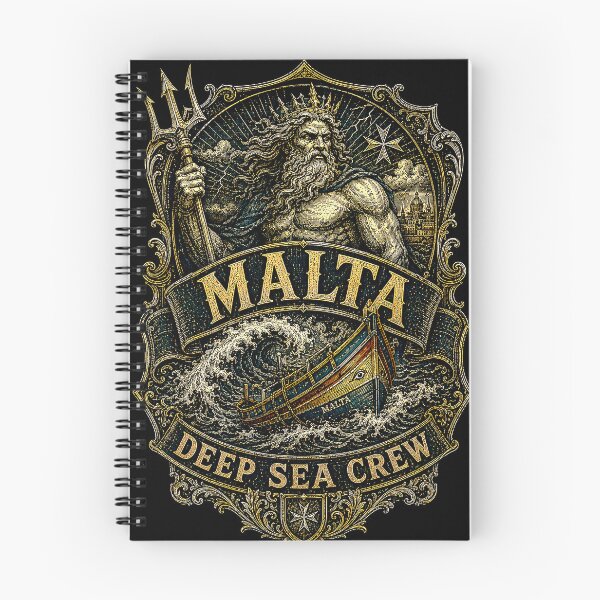 Item preview, Malta Deep Sea Crew Neptune Trident Luzzu Waves Artwork designed and sold by RoyalOrderGallery.