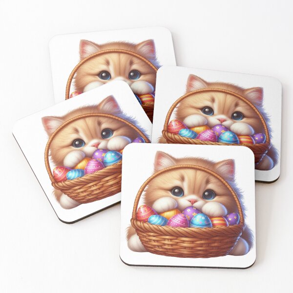 Item preview, Kitten with Easter Egg Basket designed and sold by Munsonlookfor.