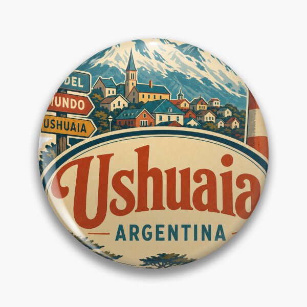 Item preview, Vintage Ushuaia Travel Label - Retro Argentina Souvenir Art designed and sold by VisualArtsOasis.