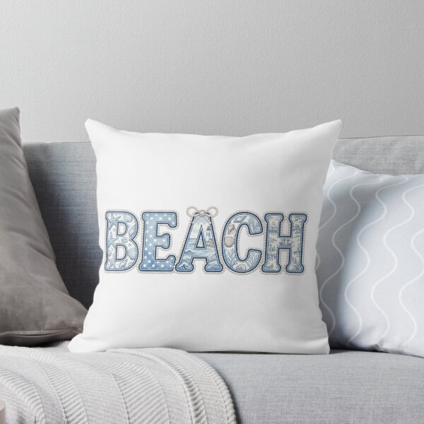 Item preview, Blue and White Coastal Beach Typography Art Preppy Nautical Ocean Sea Shells Design Gift designed and sold by raedattia.