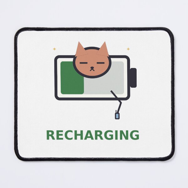 Item preview, Recharging — Funny Introvert Cat Battery Design, Cute Gift For Homebodies designed and sold by QuirkyCartel.