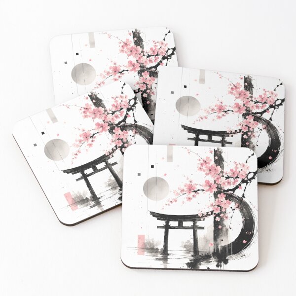 Item preview, Modern Torii & Sakura Sumi-e Ink Art designed and sold by SUMIBOKU.