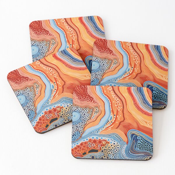 Item preview, Aboriginal Inspired Dot Art - Sunset Ocean Dot Art Abstract Pattern designed and sold by GrinGalore.
