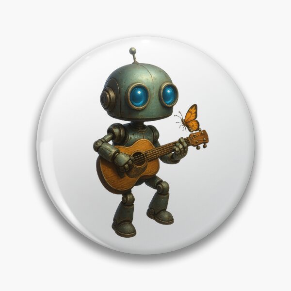 Item preview, Cute Robot Playing Guitar with Butterfly designed and sold by Yomere.