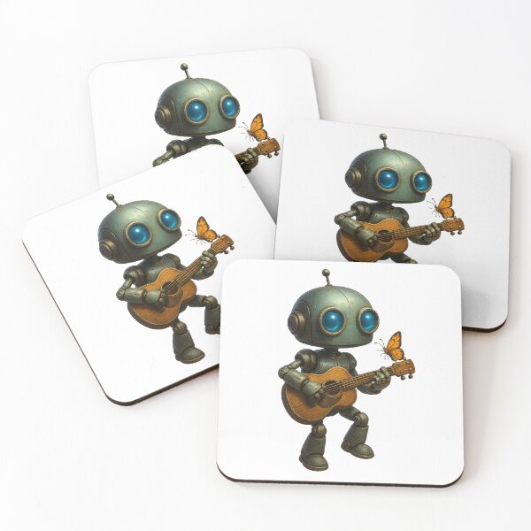 Item preview, Cute Robot Playing Guitar with Butterfly designed and sold by Yomere.