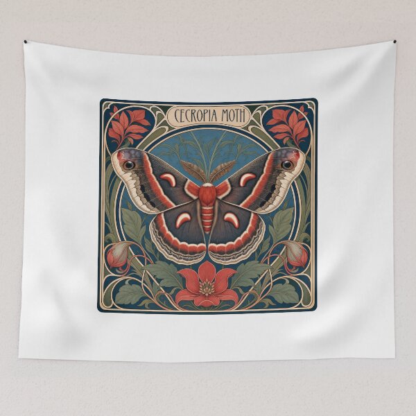 Item preview, Cecropia Moth Magnificent Art Nouveau Insect designed and sold by AntiqueImages.