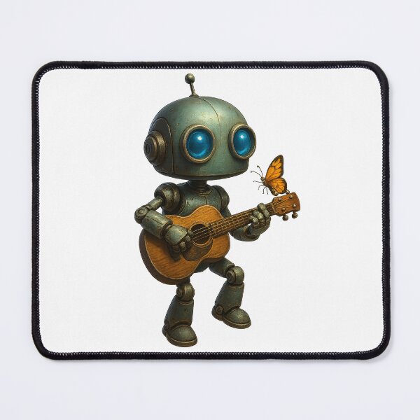 Item preview, Cute Robot Playing Guitar with Butterfly designed and sold by Yomere.
