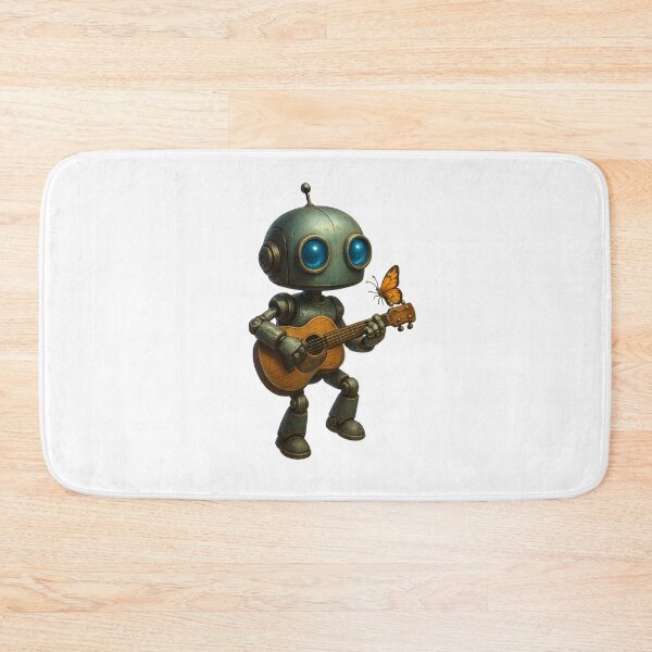 Item preview, Cute Robot Playing Guitar with Butterfly designed and sold by Yomere.