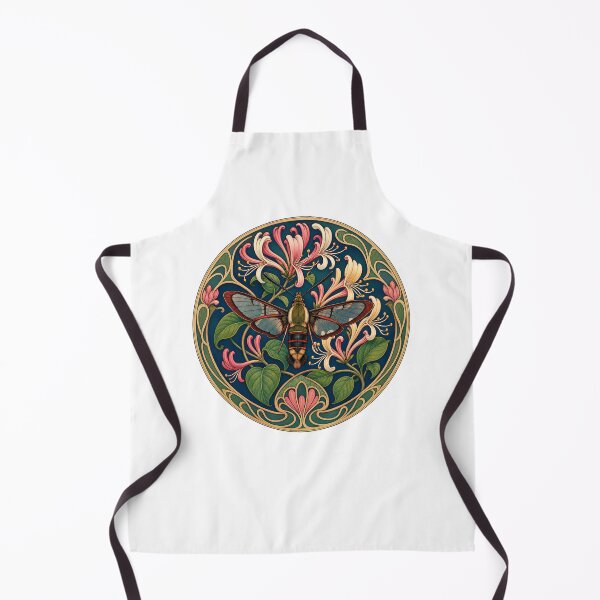 Item preview, Clearwing Hummingbird Moth witHoneysuckle Art Nouveau designed and sold by AntiqueImages.