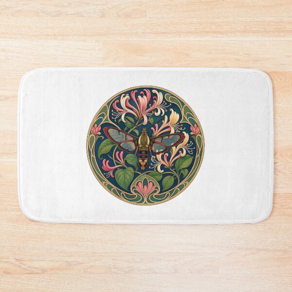 Item preview, Clearwing Hummingbird Moth witHoneysuckle Art Nouveau designed and sold by AntiqueImages.
