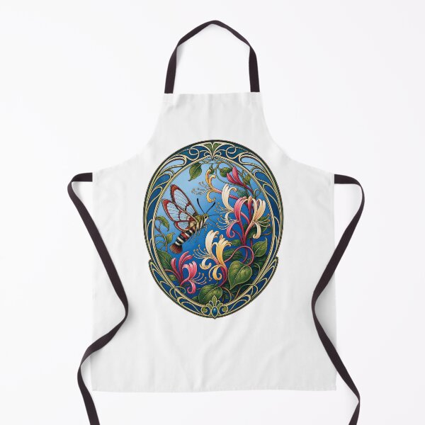 Item preview, Art Nouveau Hummingbird Moth with Honeysuckle Flowers designed and sold by AntiqueImages.