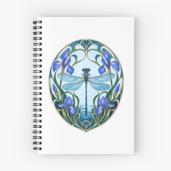 Item preview, Dragonfly Iris Flower Art Nouveau Elegant Blue and Purple designed and sold by AntiqueImages.