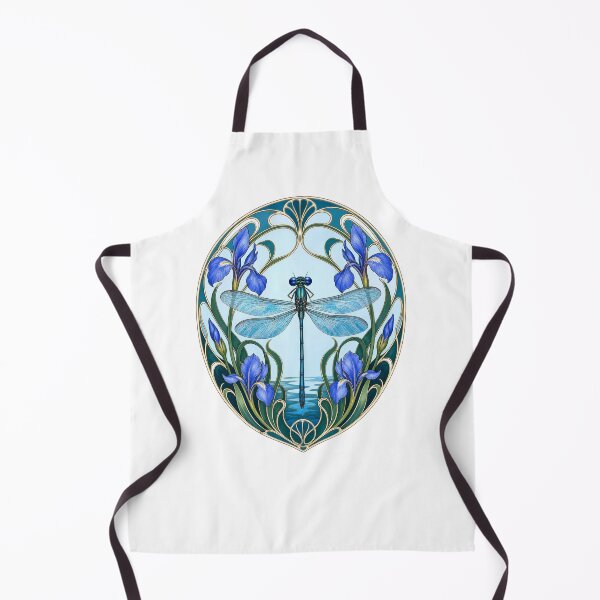 Item preview, Dragonfly Iris Flower Art Nouveau Elegant Blue and Purple designed and sold by AntiqueImages.