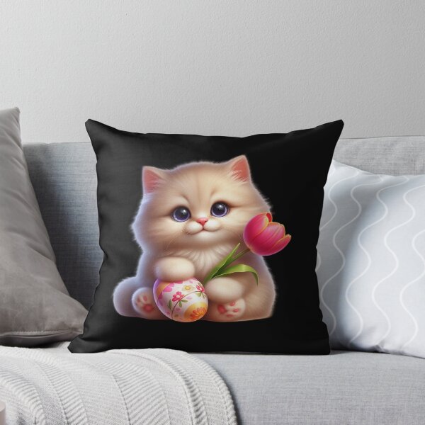 Item preview, Cute Kitten with Tulip and Egg designed and sold by Munsonlookfor.