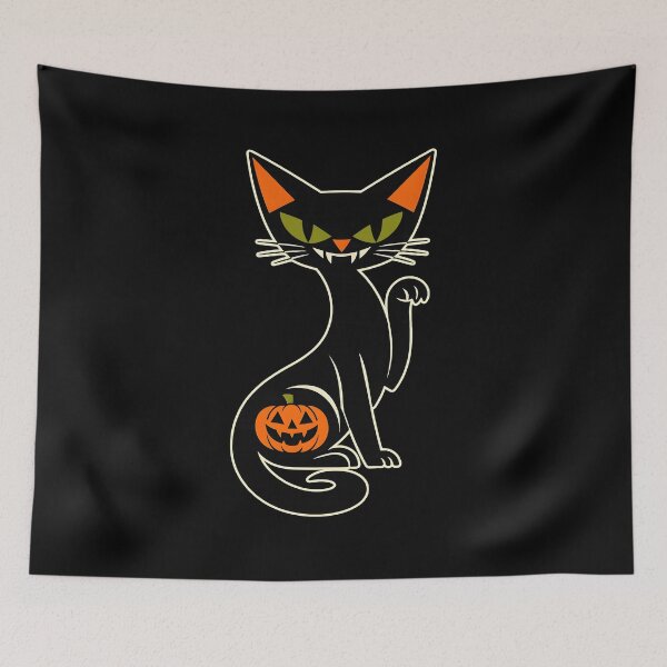 Item preview, Spooky Vampire Black Cat Pumpkin Retro Halloween Art Cat Lover Gift  designed and sold by Artycom.