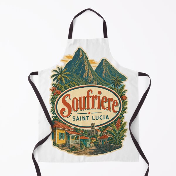 Item preview, Soufriere Souvenir Emblem - Vintage Saint Lucia Travel Illustration designed and sold by VisualArtsOasis.