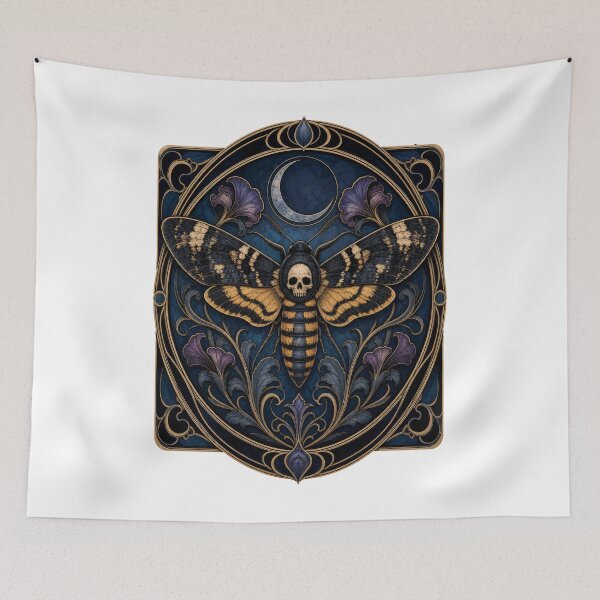 Item preview, Mystical Skull Moth Crescent Moon Gothic Elegance designed and sold by AntiqueImages.