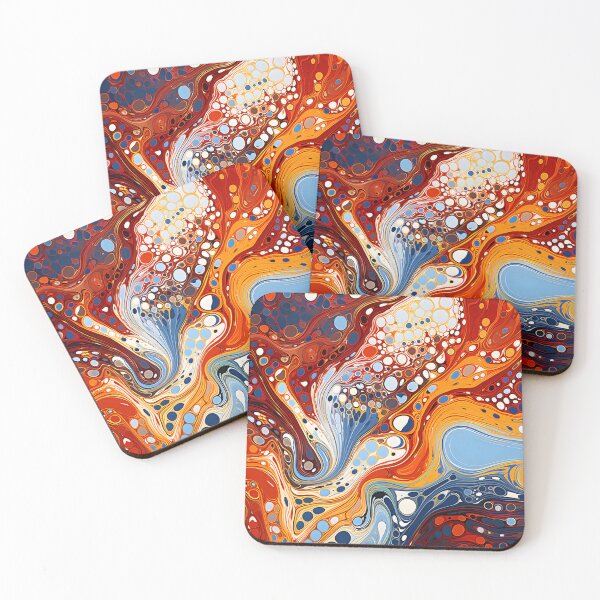 Item preview, Fiery Ocean Fluid Abstract Pattern with Cellular Art designed and sold by GrinGalore.