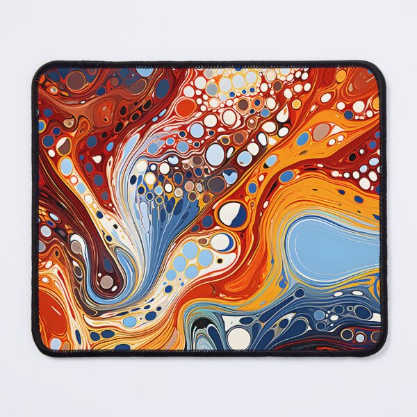 Item preview, Fiery Ocean Fluid Abstract Pattern with Cellular Art designed and sold by GrinGalore.