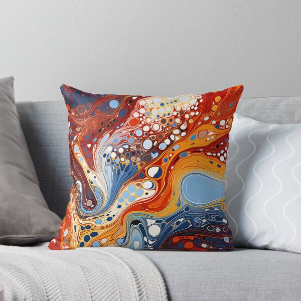 Item preview, Fiery Ocean Fluid Abstract Pattern with Cellular Art designed and sold by GrinGalore.