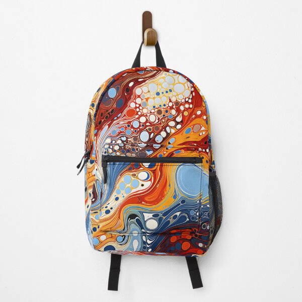 Item preview, Fiery Ocean Fluid Abstract Pattern with Cellular Art designed and sold by GrinGalore.