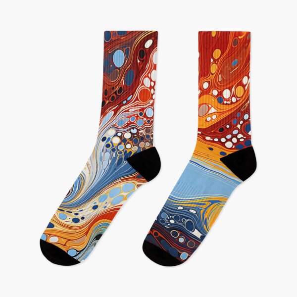 Item preview, Fiery Ocean Fluid Abstract Pattern with Cellular Art designed and sold by GrinGalore.